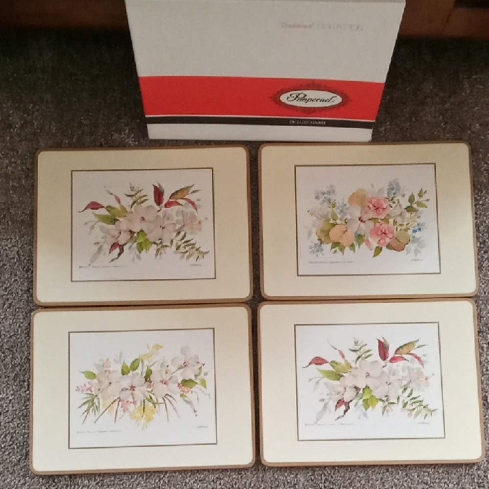 Pimpernel Bermuda Hibiscus Cork Placemats in Box